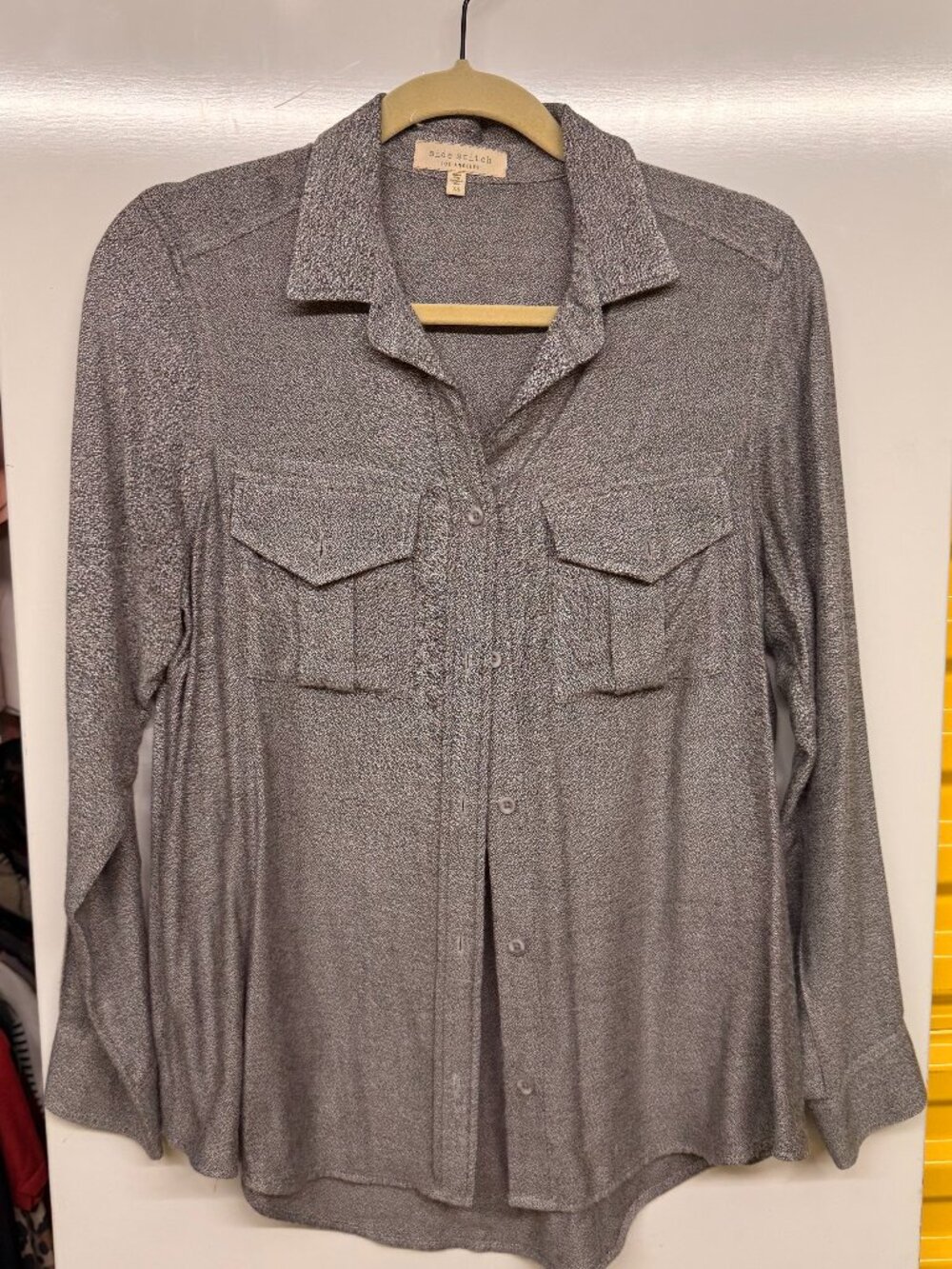 Side Stitch Los Angeles Heathered Lux Utility Button Down Shirt - Gray - Size XS
